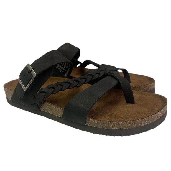 Mountain Sole Women's Black Leather Sandals Size 7 - Picture 1 of 3